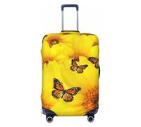 OAZCVBNN Funda para maleta de viaje con estampado de mariposas y flores amarillas con diseño elástico antiarañazos, Black, L
