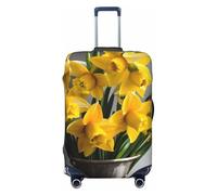 OAZCVBNN Funda para maleta de viaje con estampado de ramo de narcisos con diseño elástico antiarañazos, Black, S