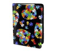 OAZCVBNN Funda tipo cartera con diseño de corazón para hombres y mujeres con diseño de rompecabezas de concienciación sobre el autismo, para viajes de negocios y ocio