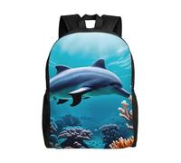 OAZCVBNN Hermosa mochila unisex con estampado de delfines del mundo submarino, para viajes, uso diario, gran capacidad