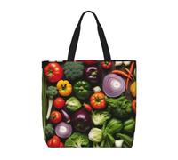 OAZCVBNN Introducción de varias verduras con estampado de verduras extra grande bolsa organizadora para mujeres y hombres, bolsa de hombro reutilizable ligera