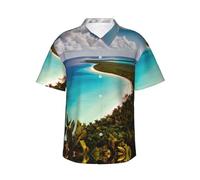 OAZCVBNN Island of Cuba - Camisa hawaiana de manga corta para hombre, para vacaciones en la playa, ligera, informal, Negro, L