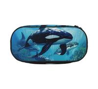 OAZCVBNN Killer Whales Swim Along - Estuche ligero y práctico para lápices, para escuela, estudiantes, maquillaje, viajes, niño y niña, Black, Talla única, Organizador de bolsas