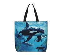 OAZCVBNN Killer Whales Swim Along Print - Bolsa organizadora extragrande para mujeres y hombres, ligera, reutilizable