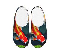 OAZCVBNN Koi Fish and Lotus Print - Pantuflas lavables de uso versátil antibolitas, para mujeres y hombres, zapatos elegantes y acogedores