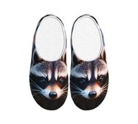 OAZCVBNN Little Raccoon - Pantuflas lavables con estampado de cara de mapache para mujeres y hombres, zapatos elegantes y cómodos