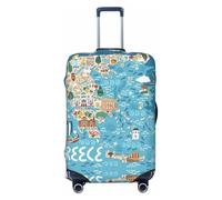 OAZCVBNN Maleta lavable con diseño de mapa de Grecia, universal, elástica, protector de equipaje, accesorio de viaje, Black, L, Equipaje de mano