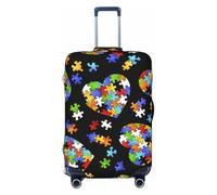 OAZCVBNN Maleta lavable con diseño de rompecabezas de concienciación sobre el autismo, funda de viaje universal elástica para equipaje, accesorio de viaje, Black, XL, Equipaje de mano
