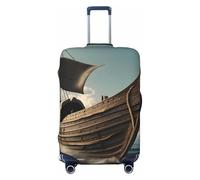 OAZCVBNN Maleta lavable con estampado de barco vikingo, universal, elástico, protector de equipaje, accesorio de viaje, Black, XL, Equipaje de mano