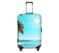 OAZCVBNN Maleta lavable con estampado de palmeras y mar transparente, universal, elástico, protector de equipaje, accesorio de viaje, Black, S, Equipaje de mano