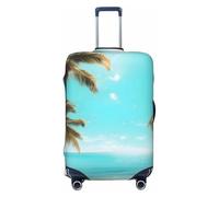 OAZCVBNN Maleta lavable con estampado de palmeras y mar, universal, elástica, protector de equipaje, accesorio de viaje, Black, L, Equipaje de mano