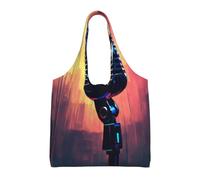 OAZCVBNN Micrófono con estampado de notas musicales, bolsa de lona de gran tamaño, unisex, ligera, para compras, viajes, uso diario