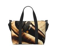 OAZCVBNN Micrófono con estampado de notas musicales, unisex, versátil, bolsa de viaje ligera para fin de semana, camping, aventura al aire libre