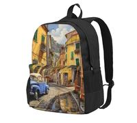 OAZCVBNN Mochila de gran capacidad con estampado de calle italiana, ligera, para senderismo, al aire libre, uso diario