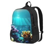 OAZCVBNN Mochila de gran capacidad con estampado de paisaje submarino para adultos, ligera, para senderismo, al aire libre, viajes, uso diario