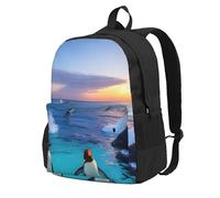 OAZCVBNN Mochila de gran capacidad con estampado de pingüino y mar para adultos, ligera, para senderismo, al aire libre, viajes, uso diario