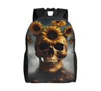 OAZCVBNN Mochila unisex con estampado de calavera de girasol para exteriores, mochila elegante para viajes diarios, gran capacidad