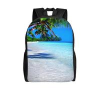 OAZCVBNN Mochila unisex con estampado tropical de arena blanca y océano, para viajes, uso diario, gran capacidad