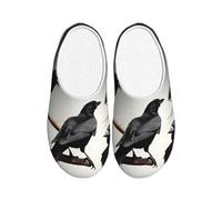 OAZCVBNN Pantuflas lavables con diseño de cuervo negro con diseño de pájaros en una rama de uso versátil, antibolitas, para mujeres y hombres, zapatos elegantes y acogedores