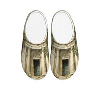 OAZCVBNN Pantuflas lavables con diseño de edificio antiguo con rama de olivo romano y estampado griego, uso versátil, antibolitas, para mujeres y hombres, zapatos elegantes y acogedores