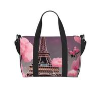 OAZCVBNN Paris Street - Bolsa de viaje versátil unisex con diseño de la Torre Eiffel rosa con estampado floral rosa