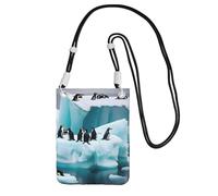 OAZCVBNN Penguins On The Iceberg - Bolso cruzado para teléfono con estampado de pingüinos para mujeres y hombres, ligera, impermeable, a la moda, Black, Talla única
