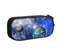OAZCVBNN Planet Galaxy - Estuche para lápices con diseño de galaxia, para guardar maquillaje, borradores, bolígrafos, estudiantes, escuela, oficina, multiescena, Black, Talla única, Juego de mochila