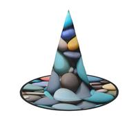 OAZCVBNN Sombrero de bruja unisex con estampado de guijarros de colores para carnaval, cosplay, gorra plegable y fiestas temáticas