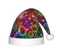 OAZCVBNN Sombrero de elfo de Navidad con estampado de estrellas de arco iris, gorro de fiesta para niños, Año Nuevo, celebración, gorro de Navidad