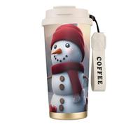 OAZCVBNN Taza de viaje de acero inoxidable con diseño de muñeco de nieve con texto en inglés "Merry Christmas", para café, escuela, camping, picnic
