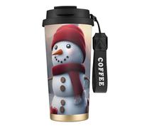 OAZCVBNN Taza de viaje de acero inoxidable con diseño de muñeco de nieve con texto en inglés "Merry Christmas", para café, escuela, camping, picnic