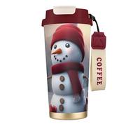 OAZCVBNN Taza de viaje de acero inoxidable con diseño de muñeco de nieve con texto en inglés "Merry Christmas", para café, escuela, camping, picnic