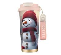 OAZCVBNN Taza de viaje de acero inoxidable con diseño de muñeco de nieve con texto en inglés "Merry Christmas", para café, escuela, camping, picnic