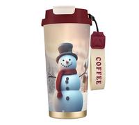 OAZCVBNN Taza de viaje de acero inoxidable con estampado de muñeco de nieve con texto en inglés "Merry Christmas", para café, escuela, camping, picnic
