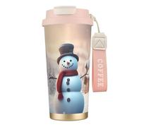 OAZCVBNN Taza de viaje de acero inoxidable con estampado de muñeco de nieve con texto en inglés "Merry Christmas", para café, escuela, camping, picnic