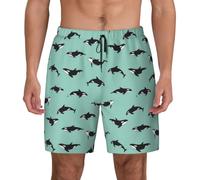 OAZCVBNN Traje de baño para hombre con estampado de ballena del océano Pacífico, transpirable, ligero, ropa de playa para actividades al aire libre, Negro, M corto