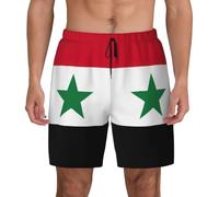 OAZCVBNN Traje de baño para hombre con estampado de bandera de la República Árabe Siria, transpirable, ligero, ropa de playa para actividades al aire libre, Negro, M corto