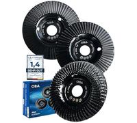 OBA Disco abrasivo de madera para amoladora angular de 125 mm, 3 unidades de madera, extracción de tocones, disco de fresado para moler, tallar formas - orificio de enfriamiento automático