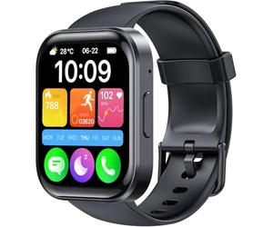 OBA Oukitel BT103 - Reloj inteligente unisex de 1.91 pulgadas, más de 100 modos deportivos, podómetro/sueño/monitor de frecuencia cardíaca, rastreador de fitness para iOS Android, negro, grande, negro