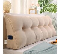 ObaBO Cojín Respaldo para sofá,Respaldo Cama, cojín Lectura,Respaldo Grande Triangular, Bolsa Suave Simple, Almohada para Cintura, Color sólido, cojín para Respaldo sofá,Beige-180 * 50 * 20cm