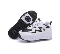 ObaBO Zapatos con Ruedas para niñas/niños, Patines con 2 Ruedas, Zapatos de Skate recreativo al Aire Libre, Ruedas Ligeras,Negro-35 EU