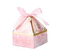 Obahdirry 100 cajas de cartón con forma de torre de gemas, caja de cartón para boda, fiesta de cumpleaños, caja de embalaje de regalo, con cintas, color rosa