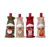 Obahdirry 4 fundas para de vino de Navidad para decoración del hogar, adornos de Navidad,