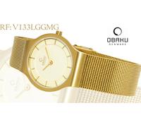 OBAKU Dinamarca Reloj de Mujer V133LGGMG Acero Inox Dorado Con Milanesa Banda