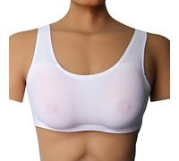 OBASDFD 1 Pair Drop-Shaped Silicone Fake Breasts with Underwear Set Boobs Crossdressing Crossdressers Transgender Prosthetic Bra Comfortable Stretch Fabric Mesh black-2000g(White,400g)