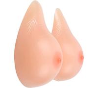 OBASDFD 1 Pair Reusable Fake Breasts Self Adhesive Silicone Breast Forms Long-Tail Shape Boobs for Cancer Surgery Woman Chest Improvement(1400g/Pair, Nude)(1400g/Pair)