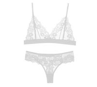 OBASDFD 1 Set Lace Bra Sets Summer Women's Lingerie Suit Brief Transparent No Wire Intimate(Blue,M)(White,M)
