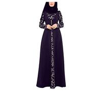 OBASDFD Abaya - Vestido largo musulmán de encaje islámico árabe caftán para mujer, Morado (, XL