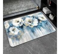 OBASDFD Alfombra De Baño Tierra Diatomeas, Diseño Tinta Alcohol, Color Aguamarina Y Lila, Antideslizante, Súper Absorbente, Secado Rápido, For Cocina(#34,17x27.5Inch (43 * 70cm))