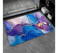 OBASDFD Alfombrilla De Baño Tierra Diatomeas, Diseño Tinta Azul, Púrpura Y Dorada, Antideslizante, Superabsorbente Secado Rápido For Cocina(#26,17x27.5Inch (43 * 70cm))